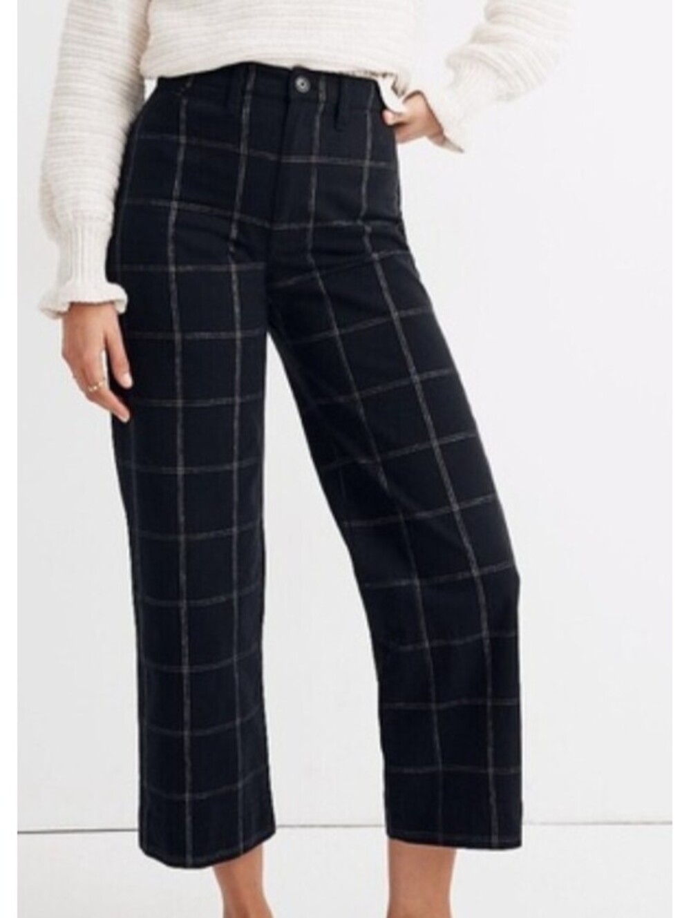 MADEWELL black slim everett wide leg crop pants sz 26